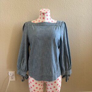 Square Neck Cotton 'Denim Look' Blouse size XS
